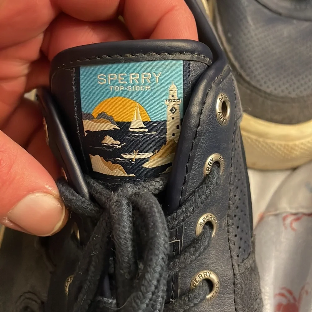 Sperry Navy and Cream Low-Top Boat Sneakers